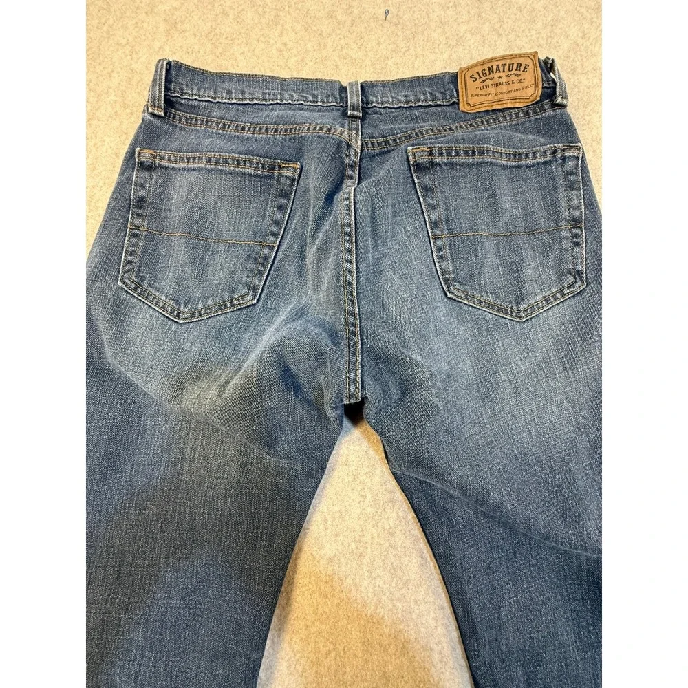 Signature by Levi Strauss & Co Mens Regular‎ Fit Blue Jeans W32 L32 Medium Wash